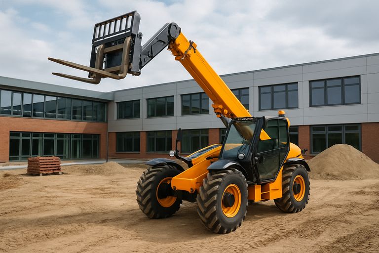 Teleskopstapler auf einer Baustelle