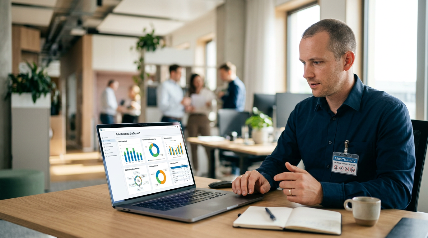 Arbeitsschutz Dashboard Vergleich Excel Vorlage und Software auf einem Bildschirm