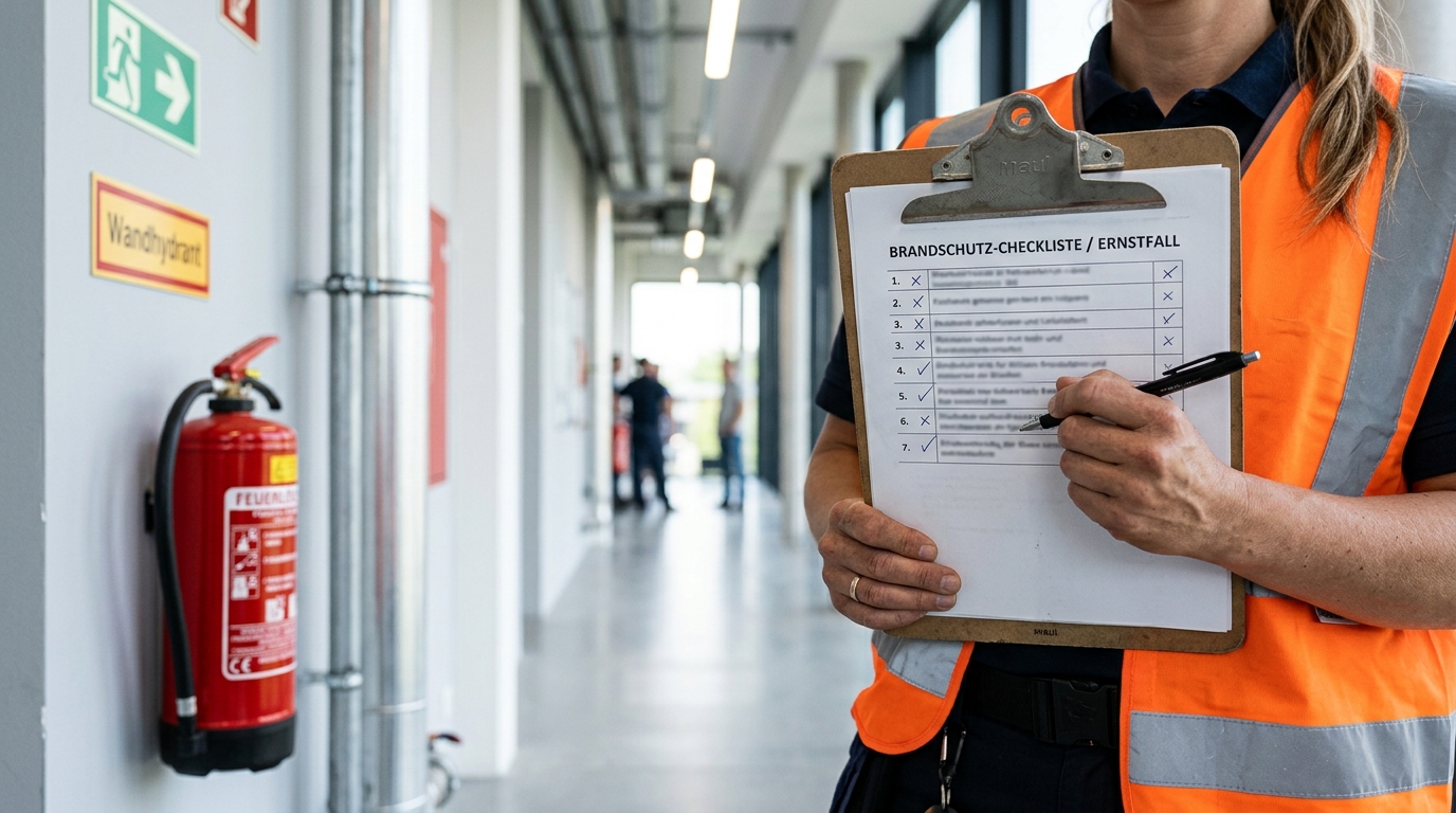 Brandschutzhelfer erklärt Aufgaben im Ernstfall während einer Schulung