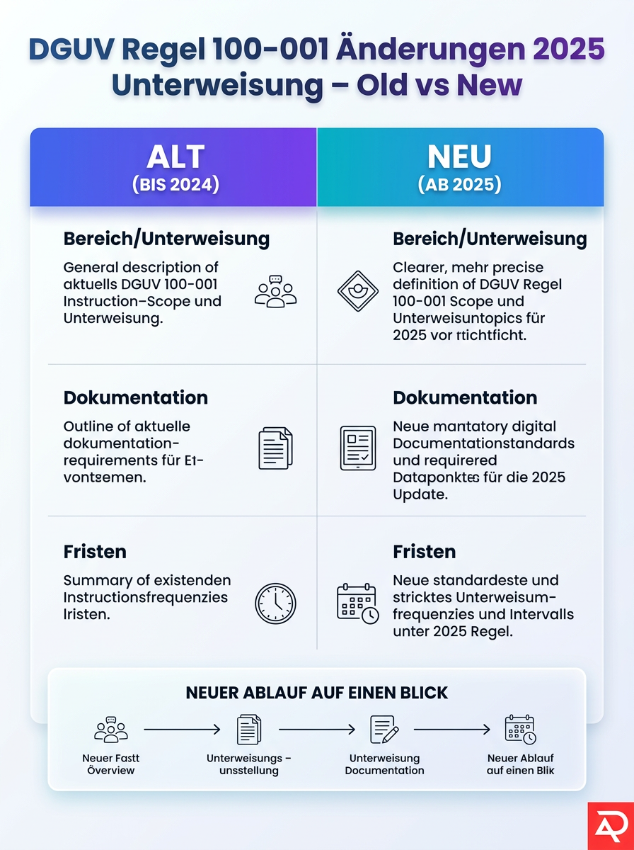 DGUV Regel 100-001 Änderungen 2025 – Infografik zur Unterweisung im Arbeitsschutz