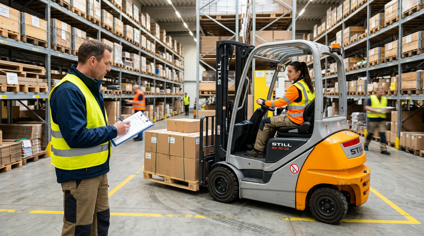Gabelstaplerschein Schulung fuer ein Team in Monheim – Praxistraining im Lager