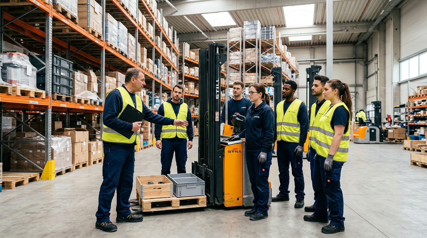 Praxistraining direkt im Lager mit den eigenen Staplern