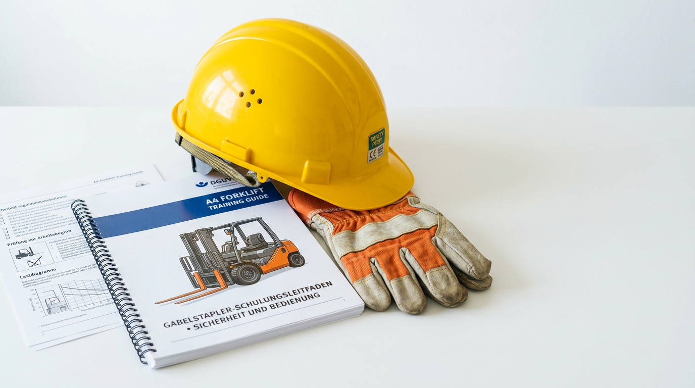 Staplerfahrer im Lager bei der taeglichen Arbeit