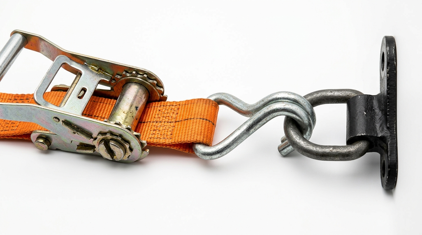 Illustration zur Ladungssicherung auf einem LKW mit Zurrgurten